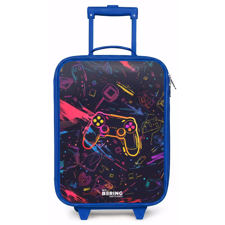 Kinderkoffer - Blauw - Gamerwereld in neonstijl — 1