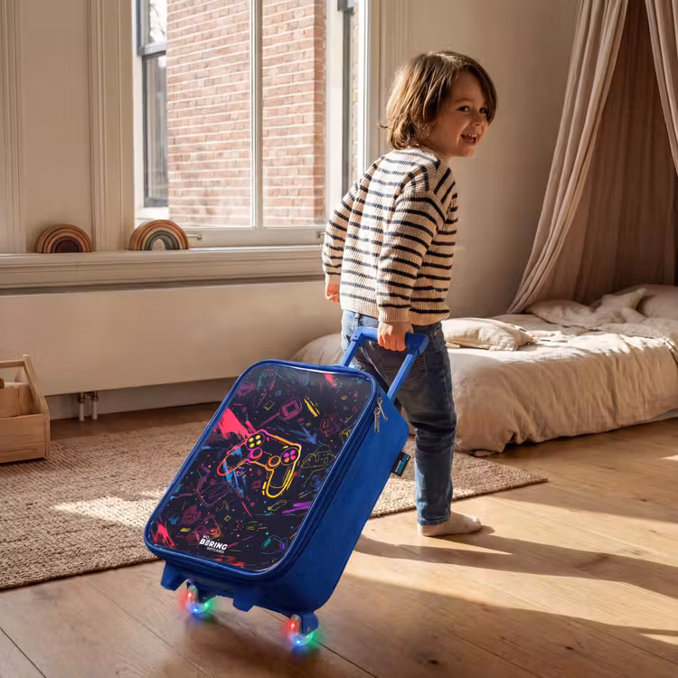 Kinderkoffer - Blauw - Gamerwereld in neonstijl — 3