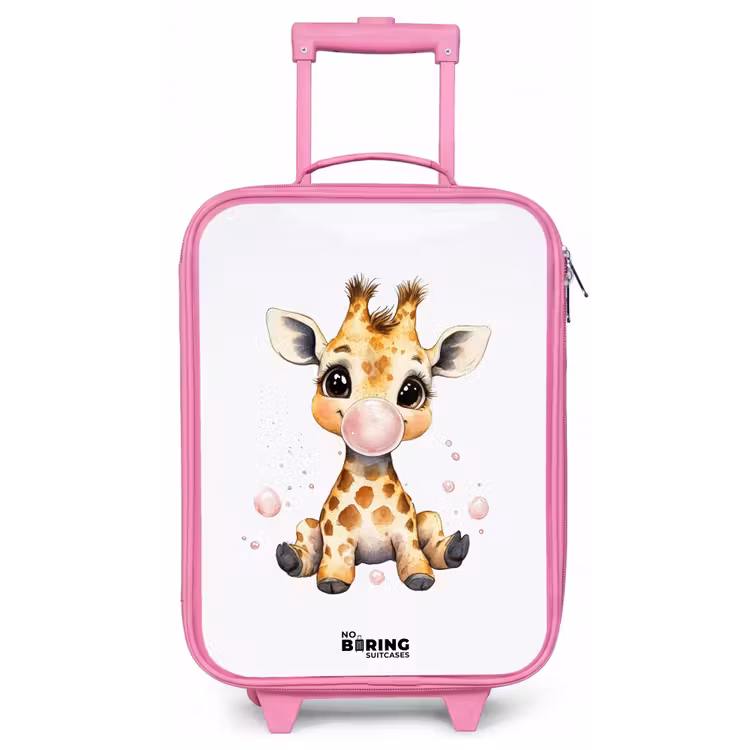 Kinderkoffer - Roze - Giraffe met roze kauwgombal — 1