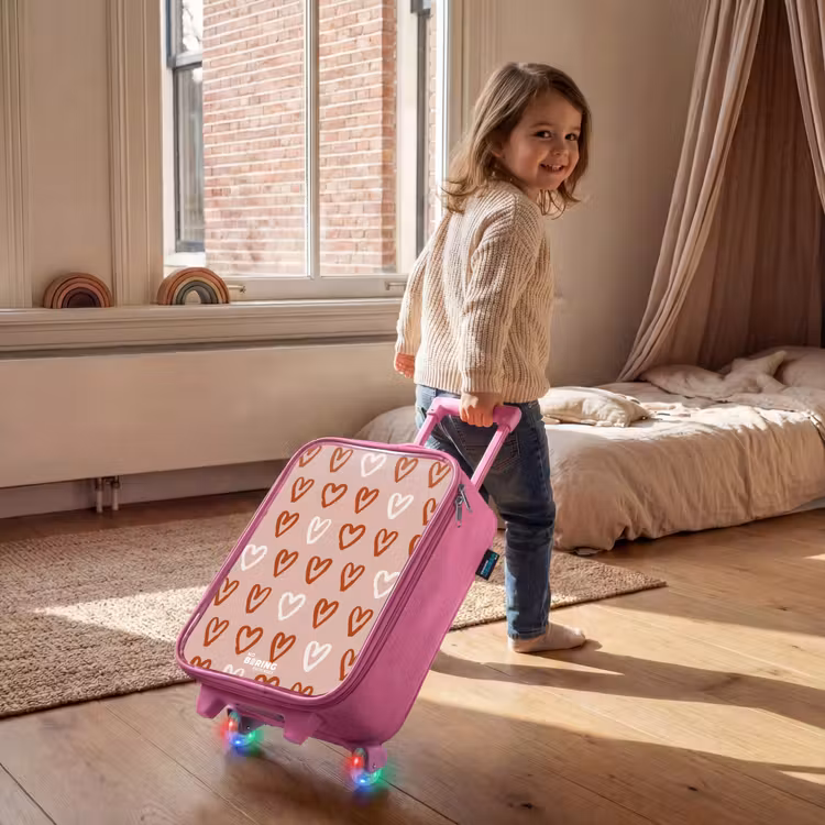 Kinderkoffer - Roze - Hartjes patroon in roze en wit — 3