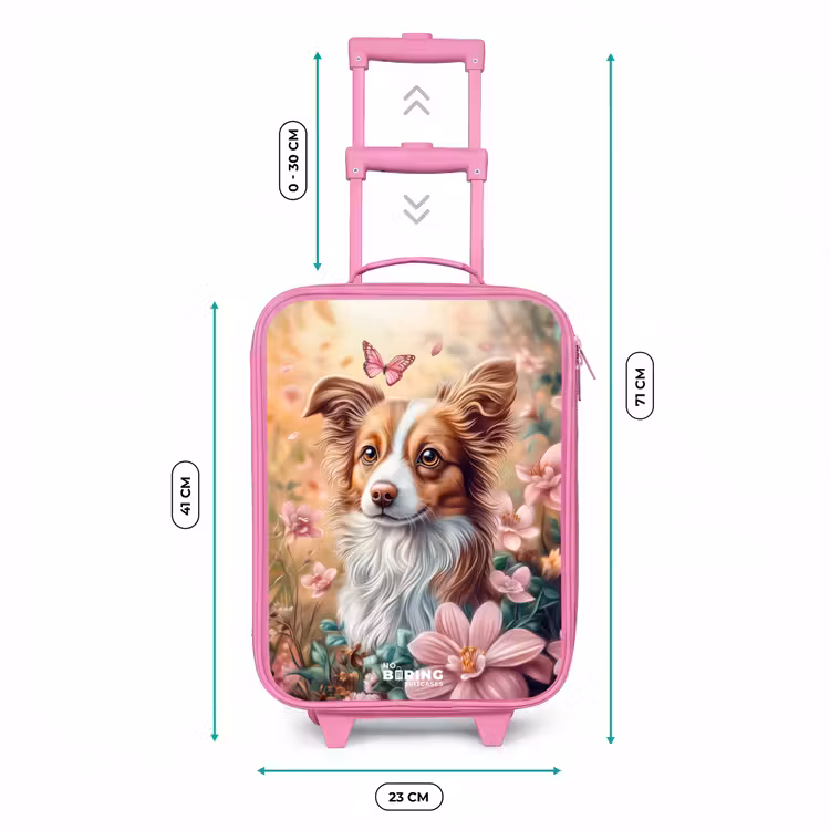 Kinderkoffer - Roze - Hond in bloemenveld met vlinders — 5