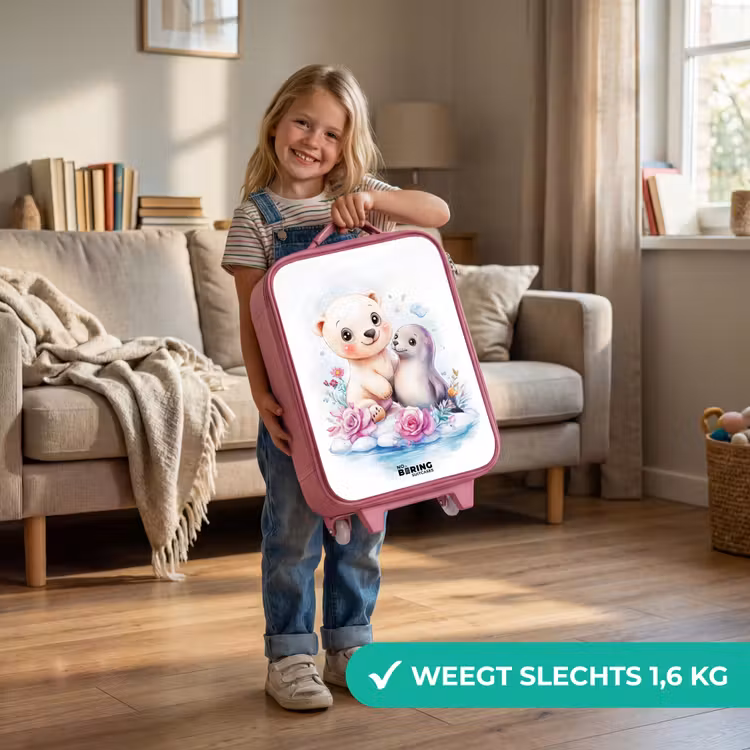 Kinderkoffer - Roze - IJsbeer en zeehond op een ijsschots — 2