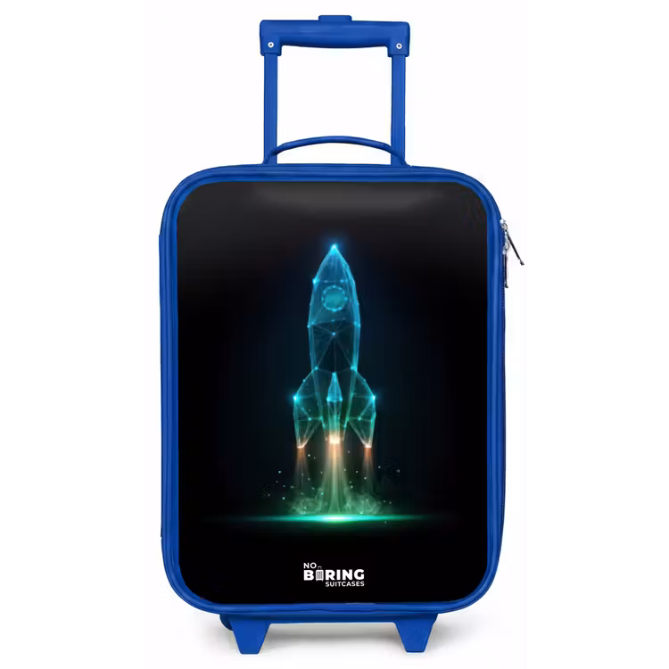 Kinderkoffer - Blauw - Lancerende raket in neonstijl — 1