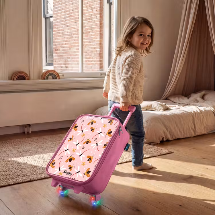 Kinderkoffer - Roze - Lieveheersbeestjes en libellen op roze achtergrond — 3