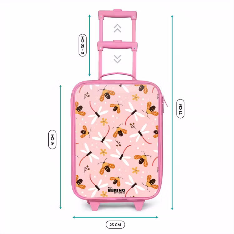 Kinderkoffer - Roze - Lieveheersbeestjes en libellen op roze achtergrond — 5