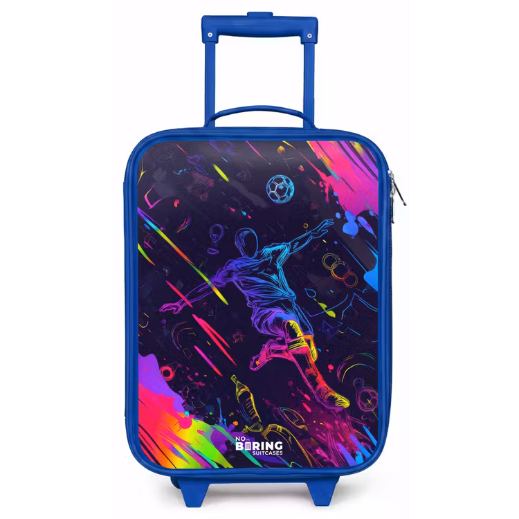 Kinderkoffer - Blauw - Neon actievolle voetbalspeler — 1