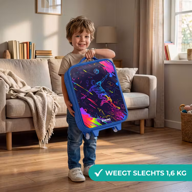 Kinderkoffer - Blauw - Neon actievolle voetbalspeler — 2