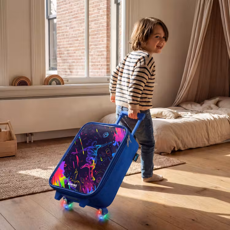 Kinderkoffer - Blauw - Neon actievolle voetbalspeler — 3