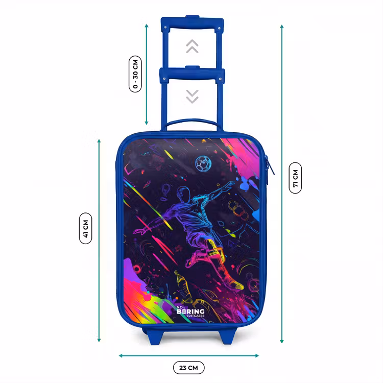 Kinderkoffer - Blauw - Neon actievolle voetbalspeler — 6