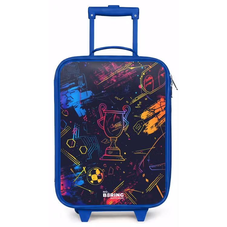 Kinderkoffer - Blauw - Neon sporttrofee design — 1