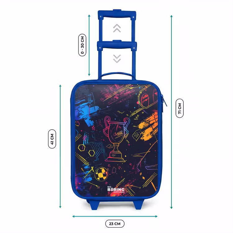 Kinderkoffer - Blauw - Neon sporttrofee design — 6