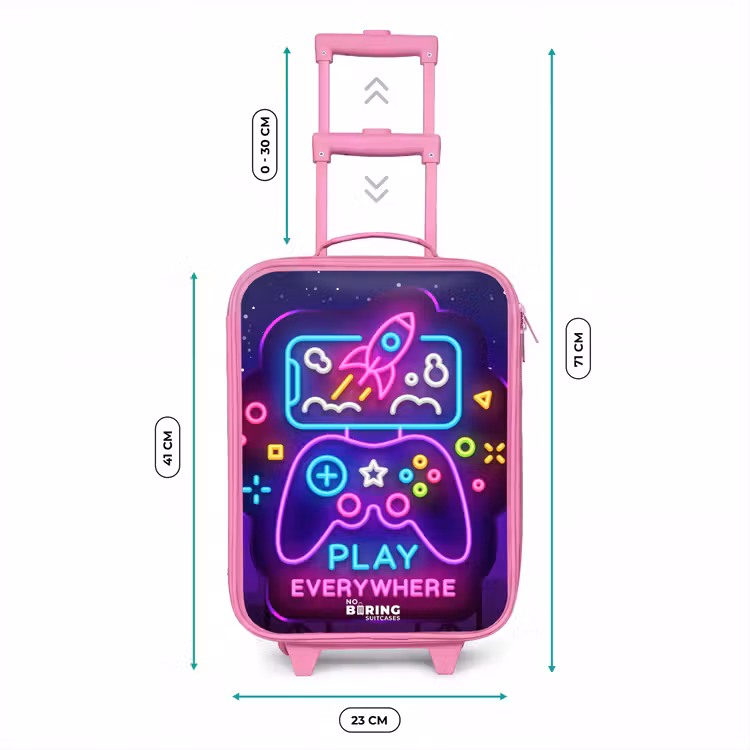 Kinderkoffer - Roze - Neonillustratie met een controller — 5
