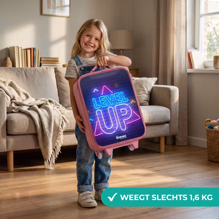 Kinderkoffer - Roze - Neonletters op een bakstenen muur — 2