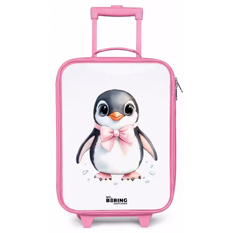 Kinderkoffer - Roze - Pinguïn met roze strik en ijsdruppels — 1