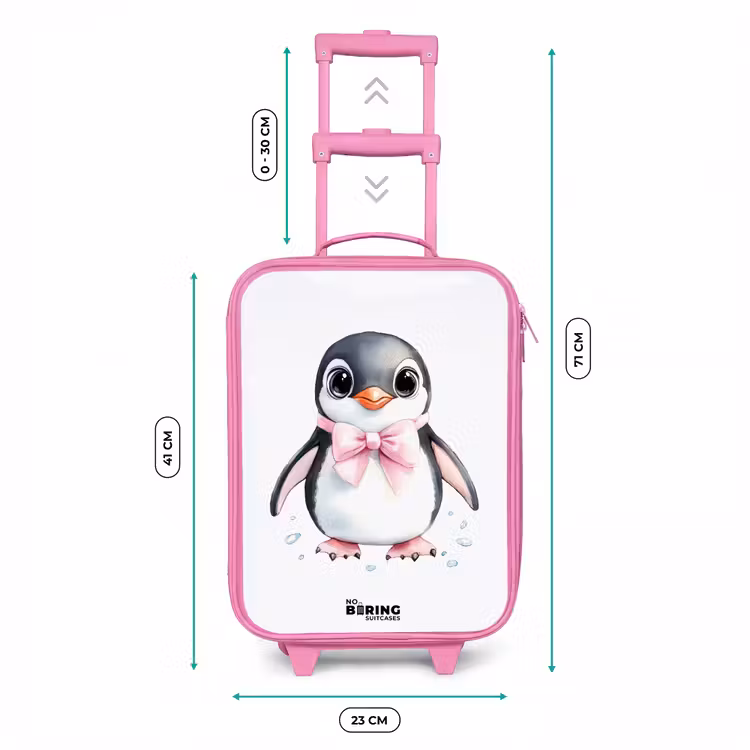 Kinderkoffer - Roze - Pinguïn met roze strik en ijsdruppels — 5