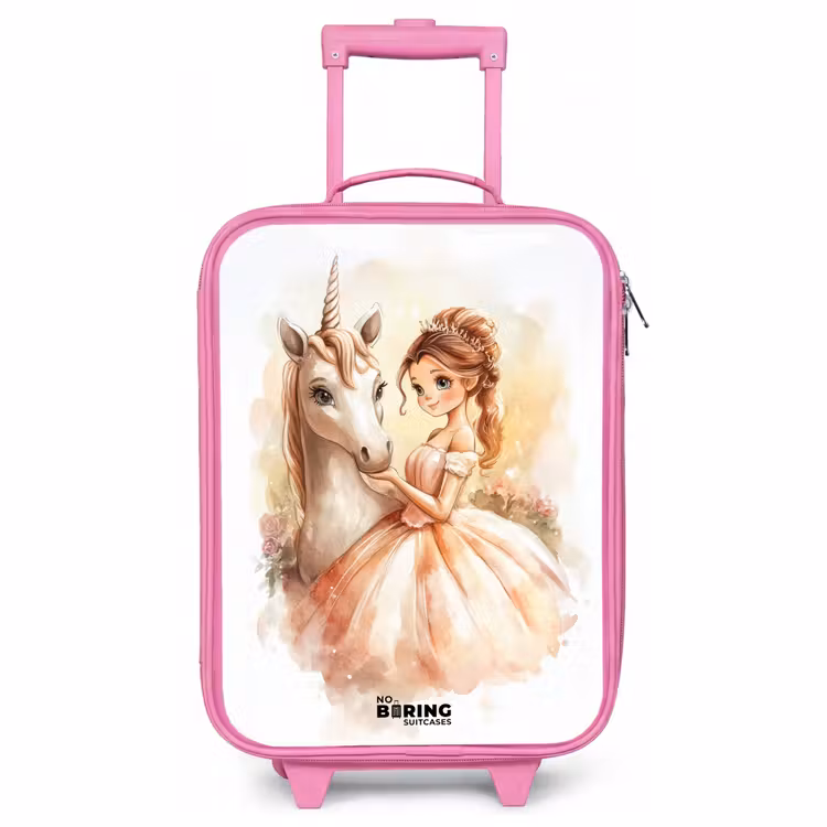 Kinderkoffer - Roze - Prinses in jurk met witte eenhoorn — 1