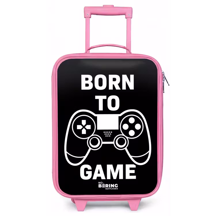 Kinderkoffer - Roze - Qoute met controller in zwart wit — 1