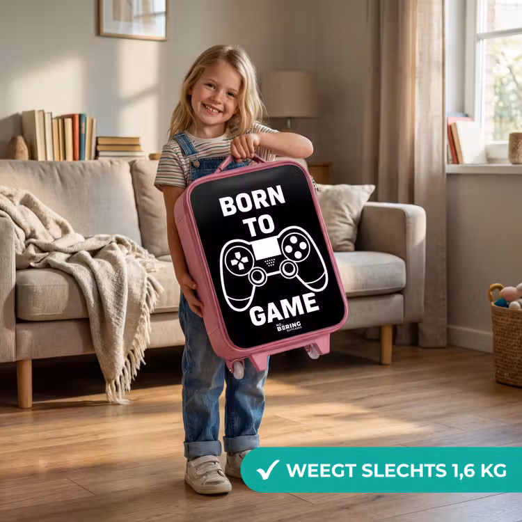 Kinderkoffer - Roze - Qoute met controller in zwart wit — 2
