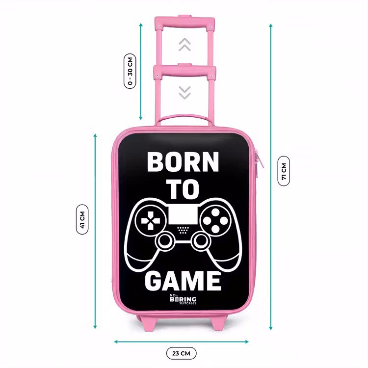 Kinderkoffer - Roze - Qoute met controller in zwart wit — 5