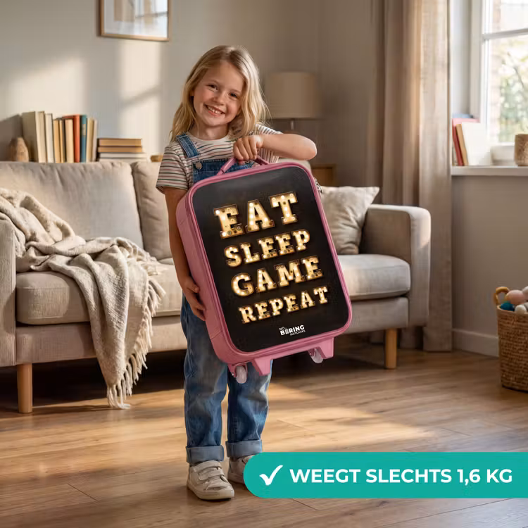Kinderkoffer - Roze - Qoute met licht — 2