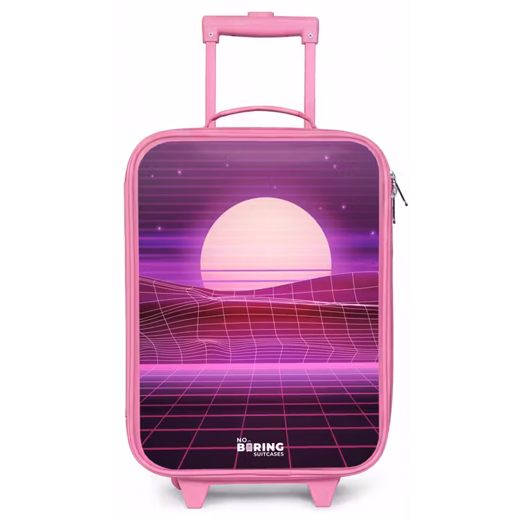 Kinderkoffer - Roze - Rasterlandschap met zon — 1