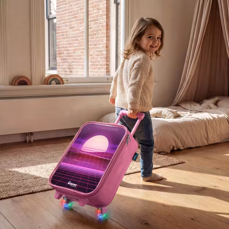 Kinderkoffer - Roze - Rasterlandschap met zon — 3