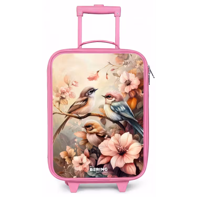 Kinderkoffer - Roze - Vogels met roze bloemen — 1