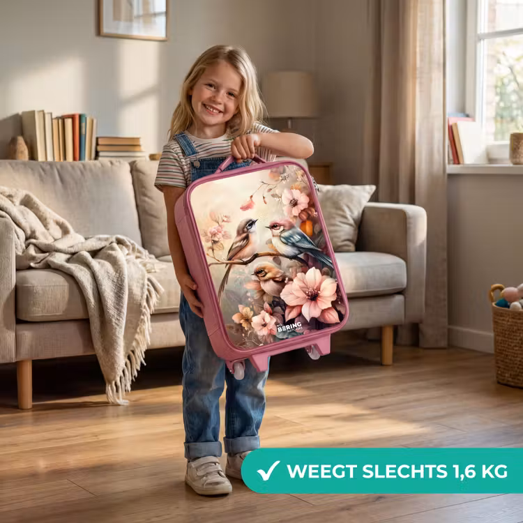 Kinderkoffer - Roze - Vogels met roze bloemen — 2