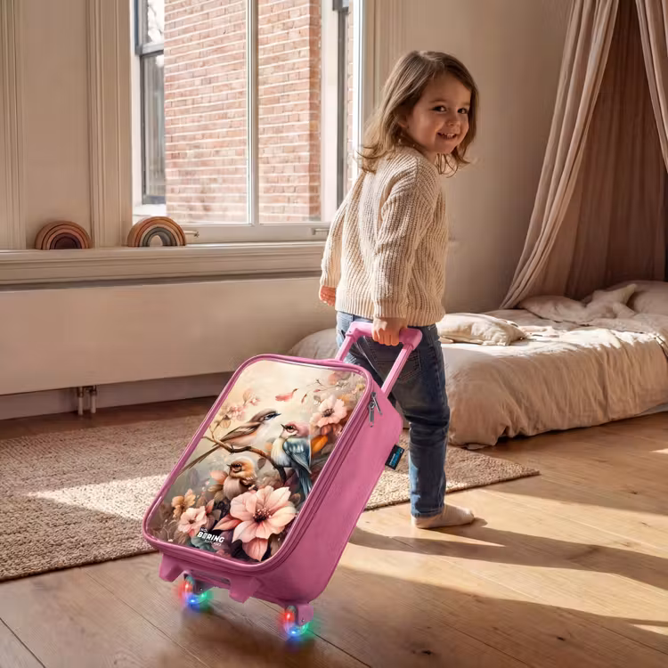 Kinderkoffer - Roze - Vogels met roze bloemen — 3