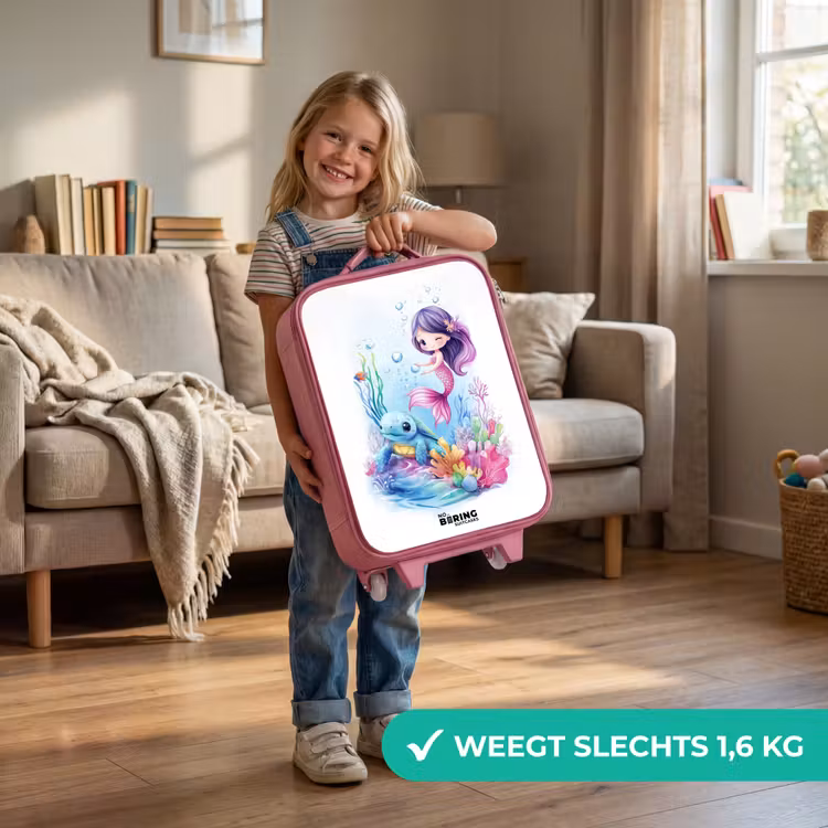 Kinderkoffer - Roze - Zeemeermin met blauw schildpad tussen koraal — 2