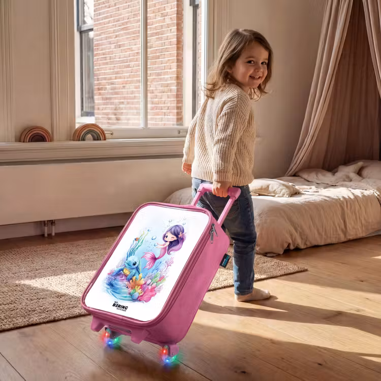 Kinderkoffer - Roze - Zeemeermin met blauw schildpad tussen koraal — 3