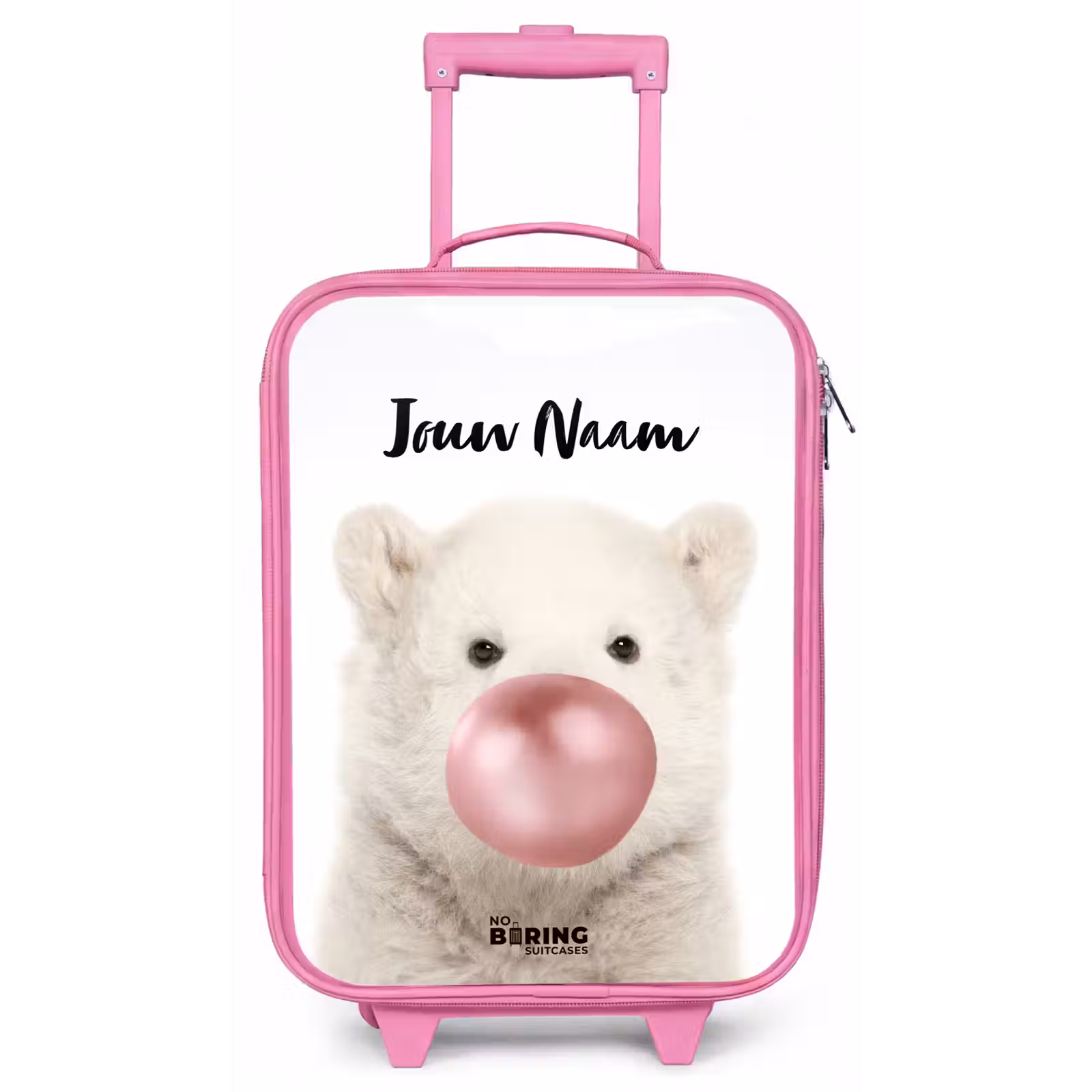 Kinderkoffer met naam - Roze - Bubblegum beer — 1