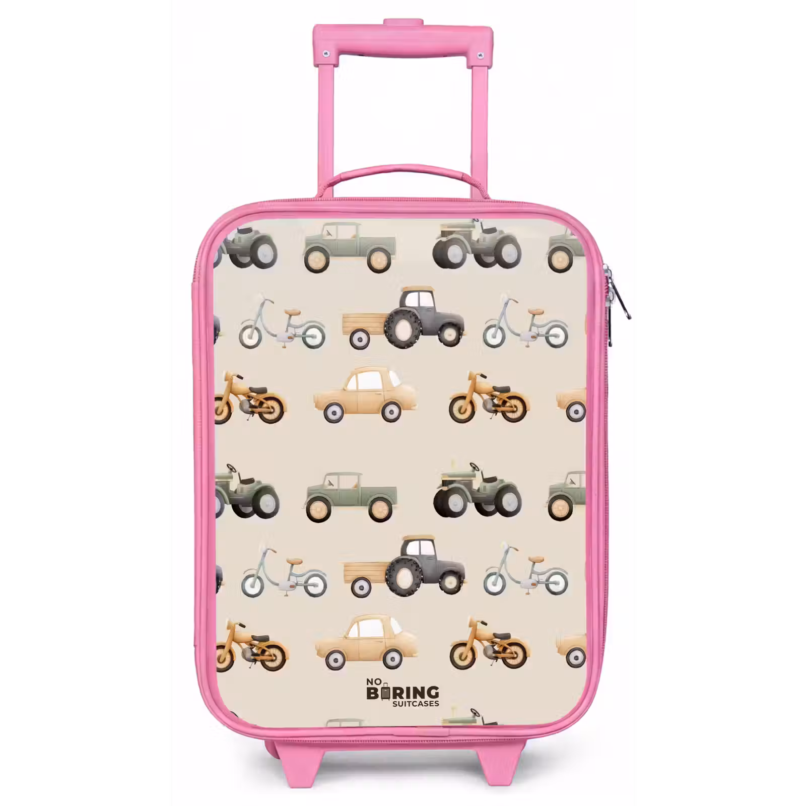 Kinderkoffer - Roze - Retro voertuigen patroon — 1