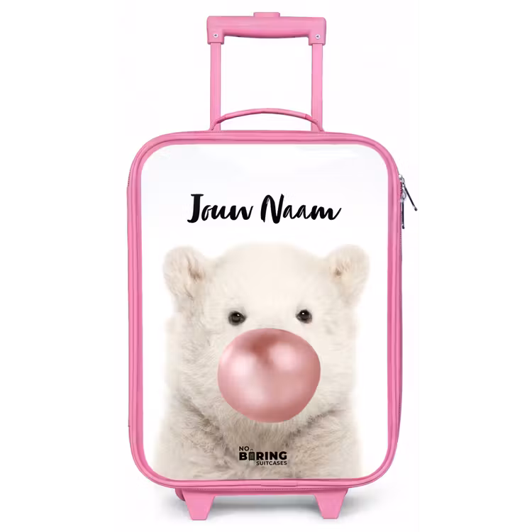 Kinderkoffer met naam - Roze - Bubblegum beer — 1