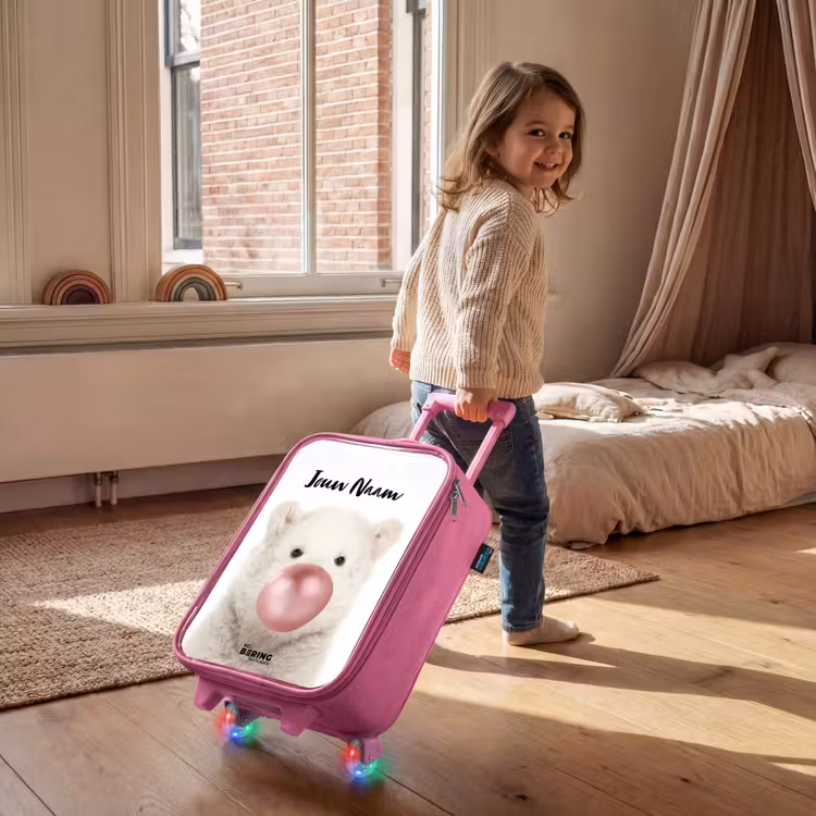 Kinderkoffer met naam - Roze - Bubblegum beer — 3