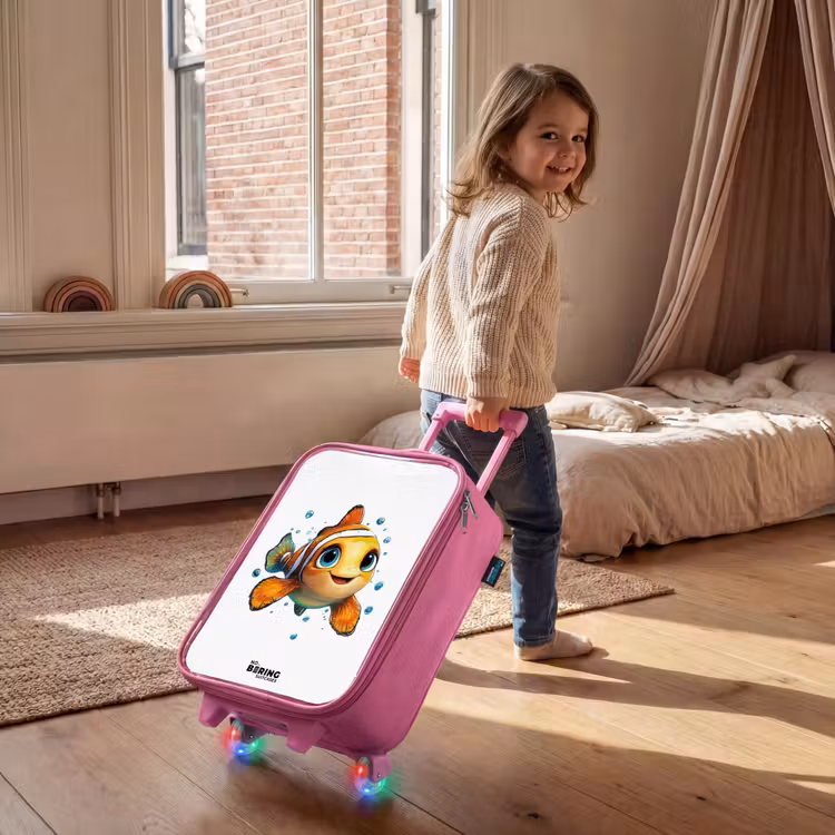 Kinderkoffer - Roze - Clownvis met bellen op witte achtergrond — 3