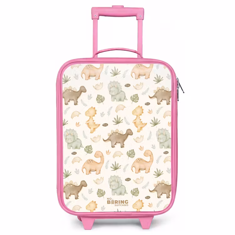 Kinderkoffer - Roze - Dino patroon in pastelkleuren — 1