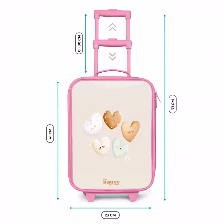 Kinderkoffer - Roze - Hartjes in zachte beige tinten — 5