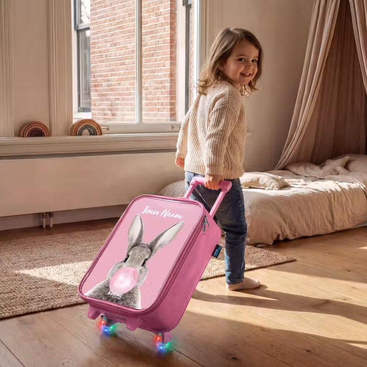 Kinderkoffer met naam - Roze - Kauwend knaagje — 3