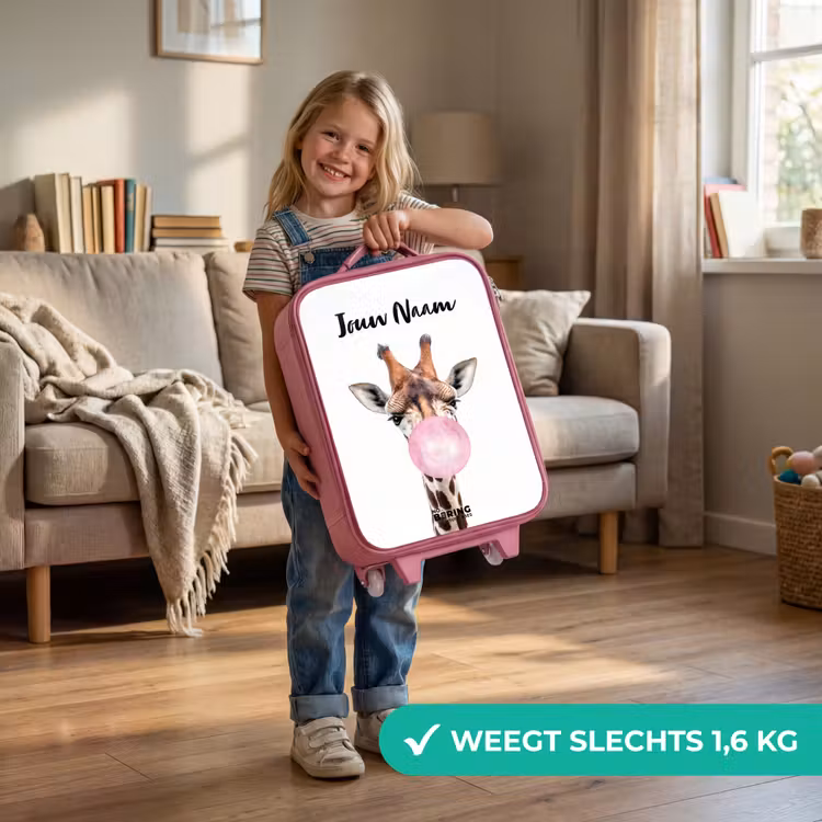 Kinderkoffer met naam - Roze - Kauwende Kobus — 2