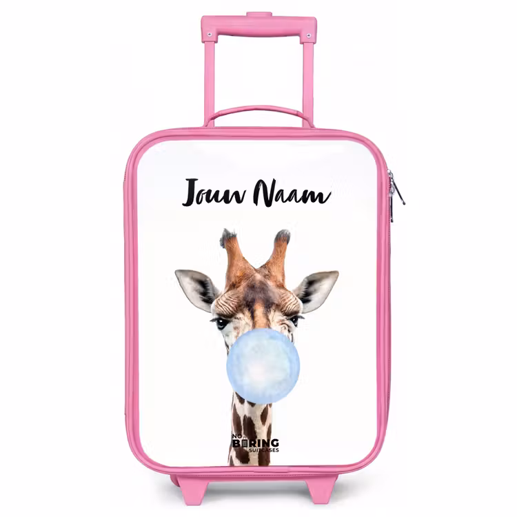 Kinderkoffer met naam - Roze - Kauwende Kobus blauw — 1