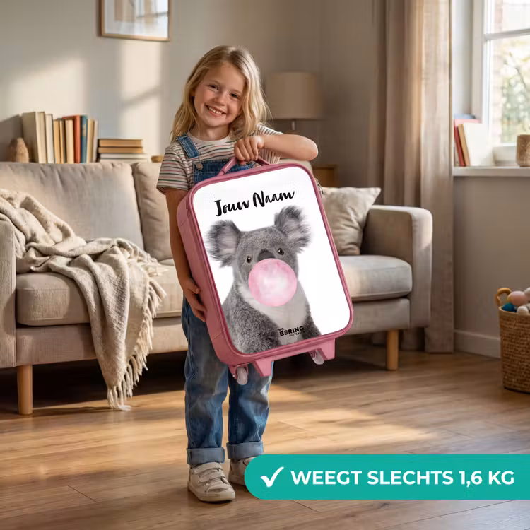 Kinderkoffer met naam - Roze - Kauwgom koala — 2
