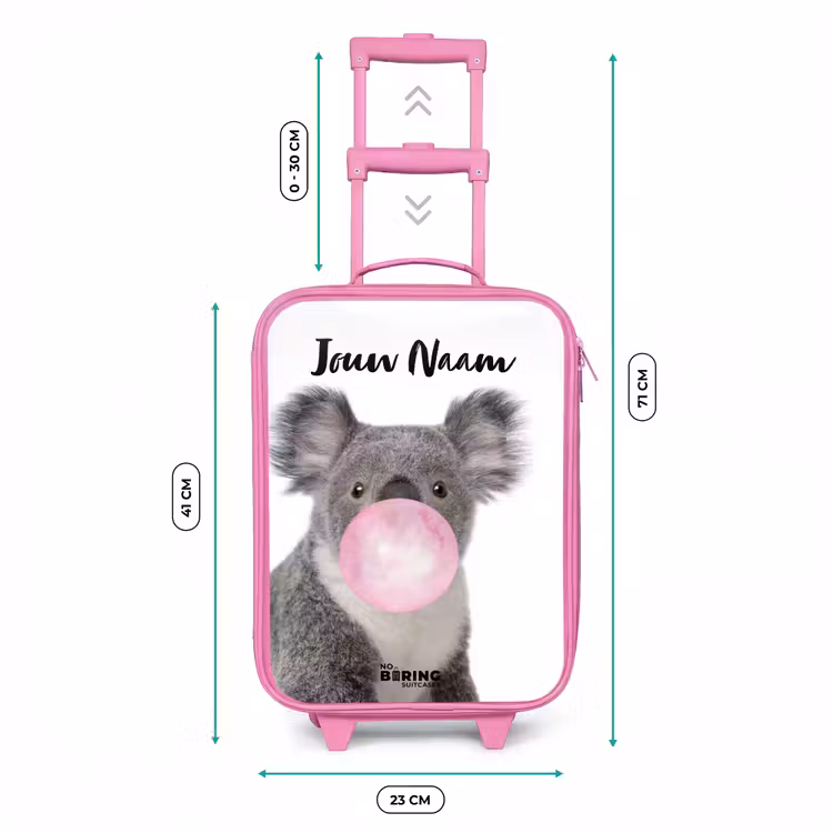 Kinderkoffer met naam - Roze - Kauwgom koala — 5