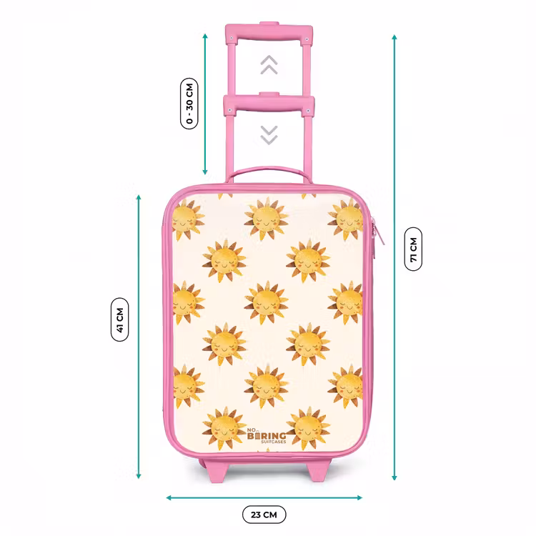 Kinderkoffer - Roze - Lachende zonnetjes als patroon op beige achtergrond — 5