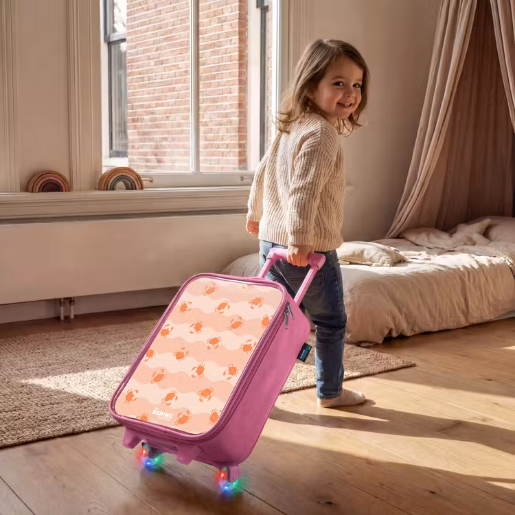 Kinderkoffer - Roze - Oranje krabben op golvende achtergrond — 3