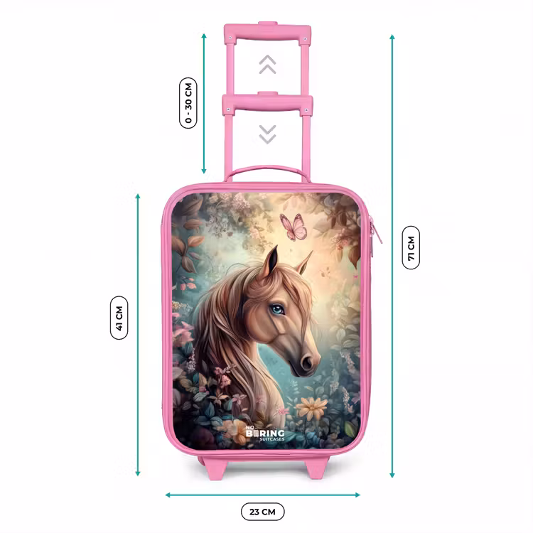Kinderkoffer - Roze - Paard met vlinders in bloementuin — 5