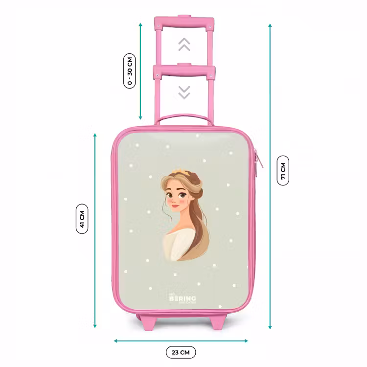 Kinderkoffer - Roze - Prinses met tiara op groene stippenachtergrond — 5