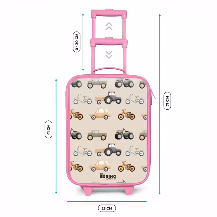 Kinderkoffer - Roze - Retro voertuigen patroon — 5