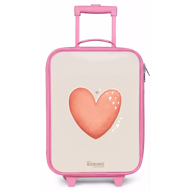 Kinderkoffer - Roze - Rood hart op een beige achtergrond — 1