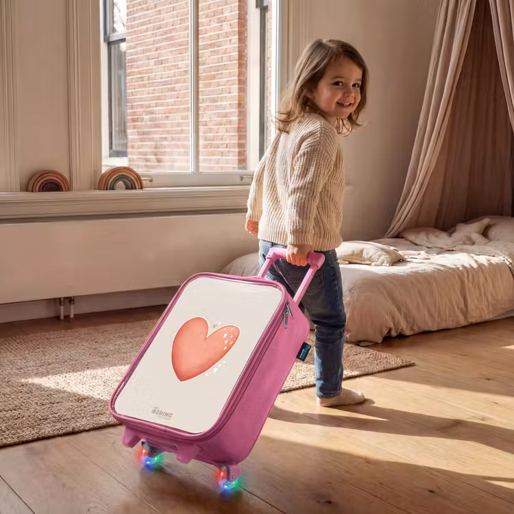 Kinderkoffer - Roze - Rood hart op een beige achtergrond — 3
